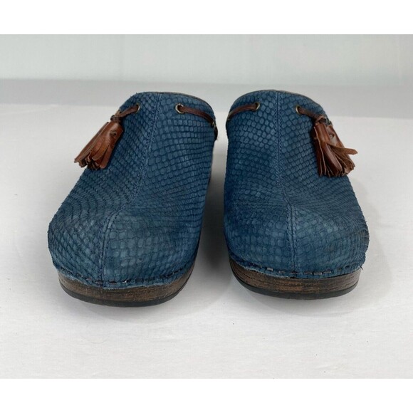 Dansko Womens Blue Nubuck Leather Mules Slip On Shoes Size 37/6.5-7 Clog - Picture 6 of 13